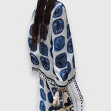 Meda - Damski wzorzysty satynowy komplet