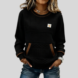 Mies - Strukturalny sweatshirt w kolorze blokowym z okrągłym dekoltem