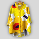 Veronika - Kwiatowa lniana bluzka