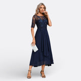 Mariana - Sukienka Koronkowa z Krótkim Rękawem