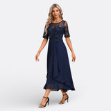 Mariana - Sukienka Koronkowa z Krótkim Rękawem