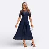 Mariana - Sukienka Koronkowa z Krótkim Rękawem