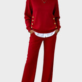 Lena - Elegancki zestaw swetrowy z guzikami ✨