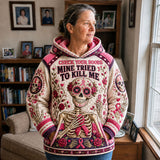 Hoodie z Różową Wstążką i Czaszką