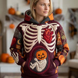 Hoodie z czaszkami po zmierzchu