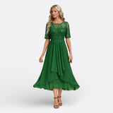 Mariana - Sukienka Koronkowa z Krótkim Rękawem