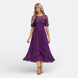 Mariana - Sukienka Koronkowa z Krótkim Rękawem