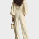 Selena – prążkowany komplet z szerokimi spodniami