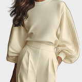 Selena – prążkowany komplet z szerokimi spodniami