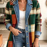 Claire - Retro Kraciasta Sztuka Denim Kurtka