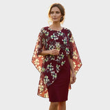 Amalie - Elegancki zestaw sukienkowy z kwiecistą górą z chiffonu
